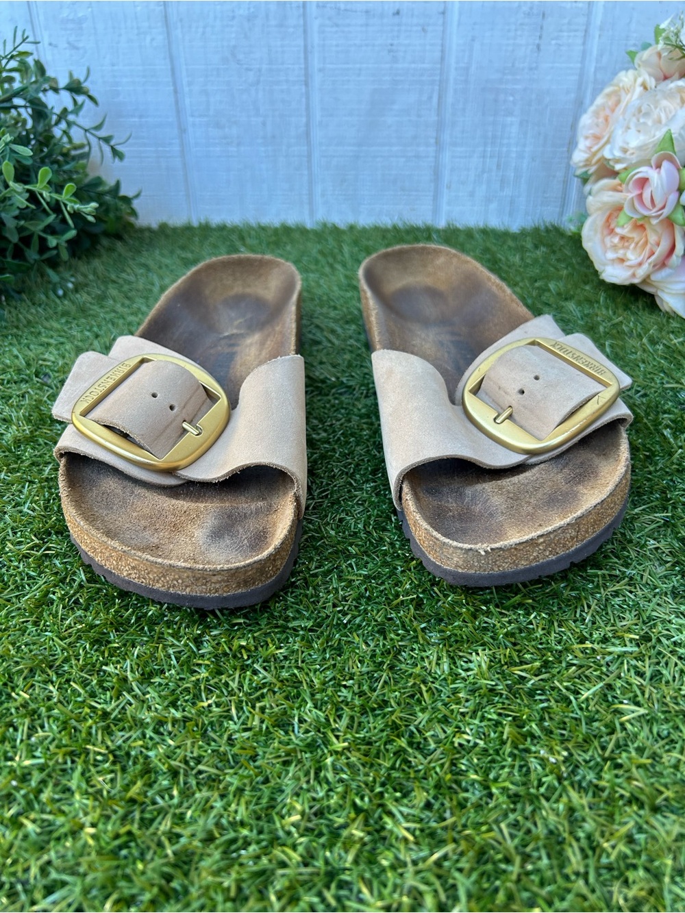 Birkenstock🍂Madrid BIG buckle leather sandals sandcastle size 41 US 10-10.5 - Picture 12 of 16